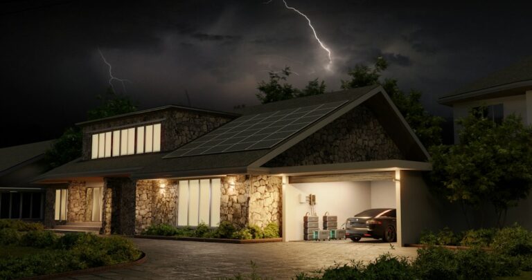 Baterías de Litio LiFePO4 para Autoconsumo: Vida Útil, Capacidad y Ciclos: a house with a solar panel on the roof